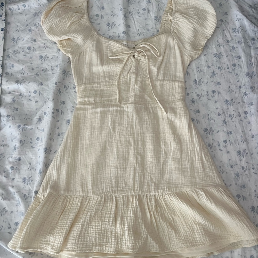 Lush Cream Textured Top with Tie Detail